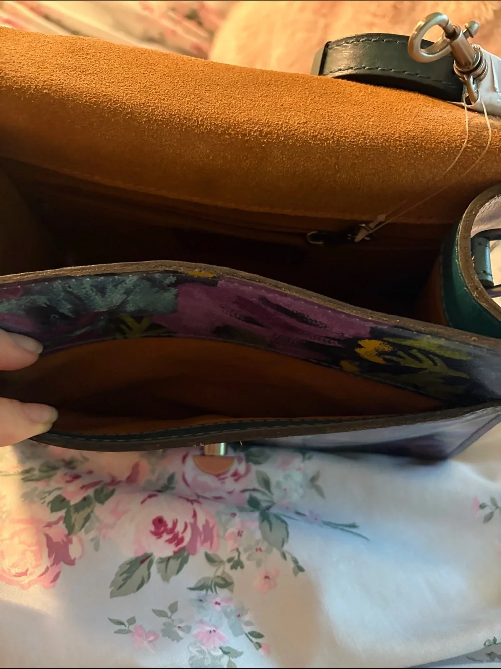 Patricia Nash Floral Painted Leather Top-Handle Bag in Black, Purple, Yellow